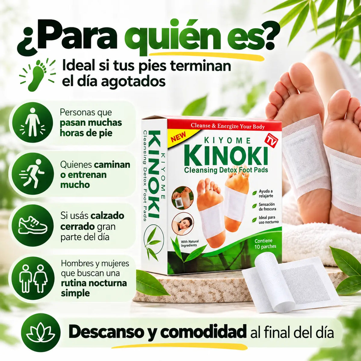 Kinoki™ – Parches Nocturnos para Pies Cansados