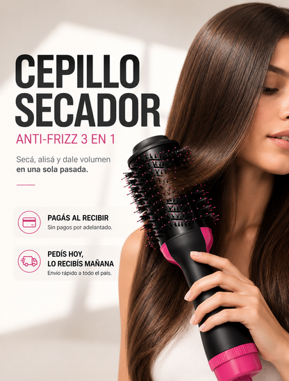 Cepillo Secador Anti-Frizz 3 en 1 | Pelo Liso y con Volumen en Minutos