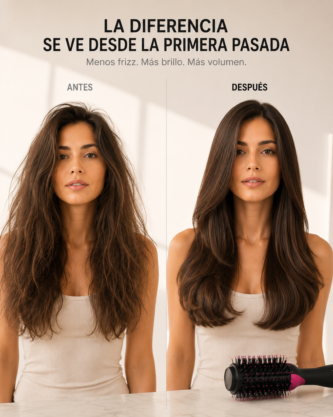 Cepillo Secador Anti-Frizz 3 en 1 | Pelo Liso y con Volumen en Minutos