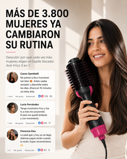 Cepillo Secador Anti-Frizz 3 en 1 | Pelo Liso y con Volumen en Minutos