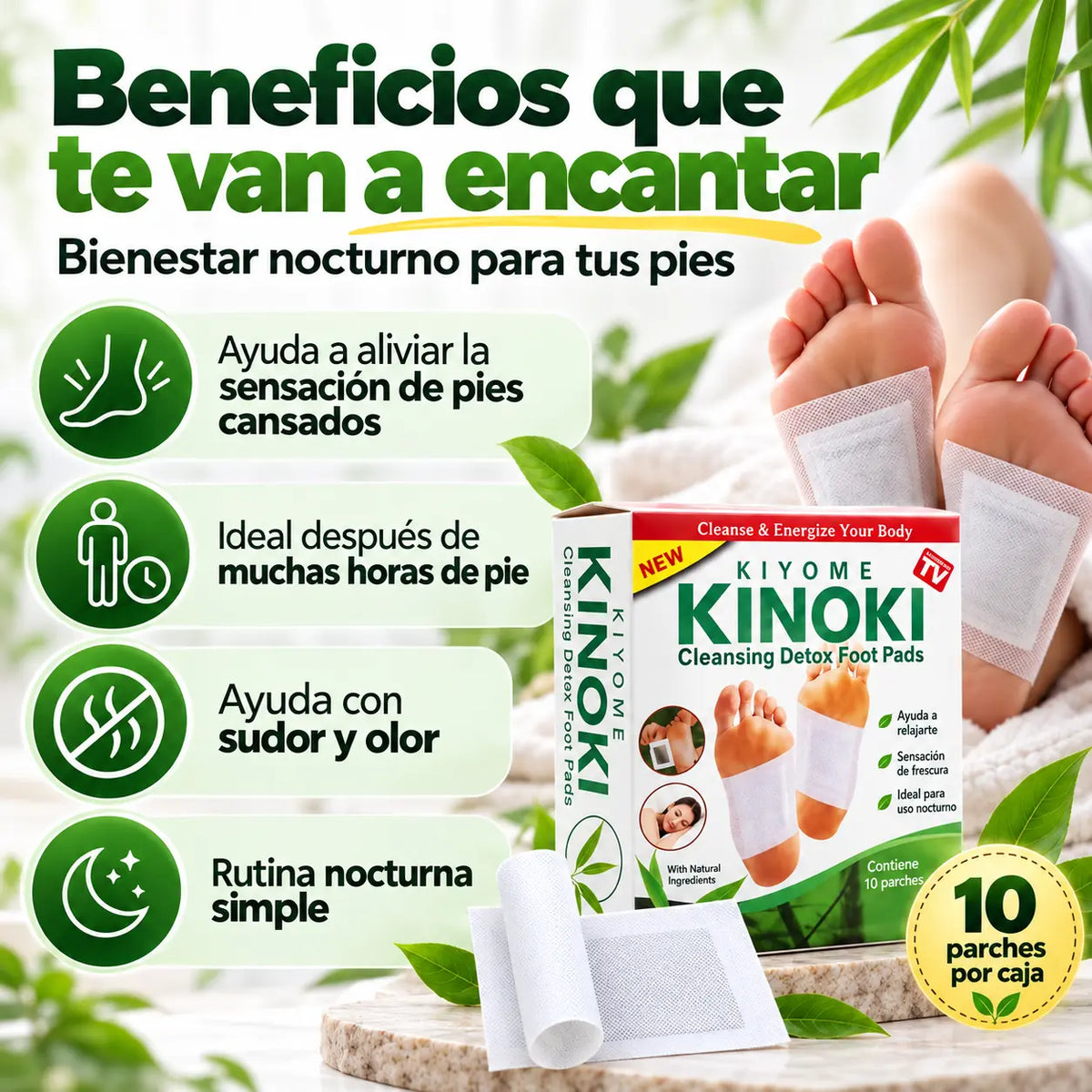 Kinoki™ – Parches Nocturnos para Pies Cansados