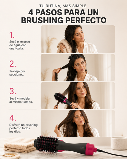 Cepillo Secador Anti-Frizz 3 en 1 | Pelo Liso y con Volumen en Minutos